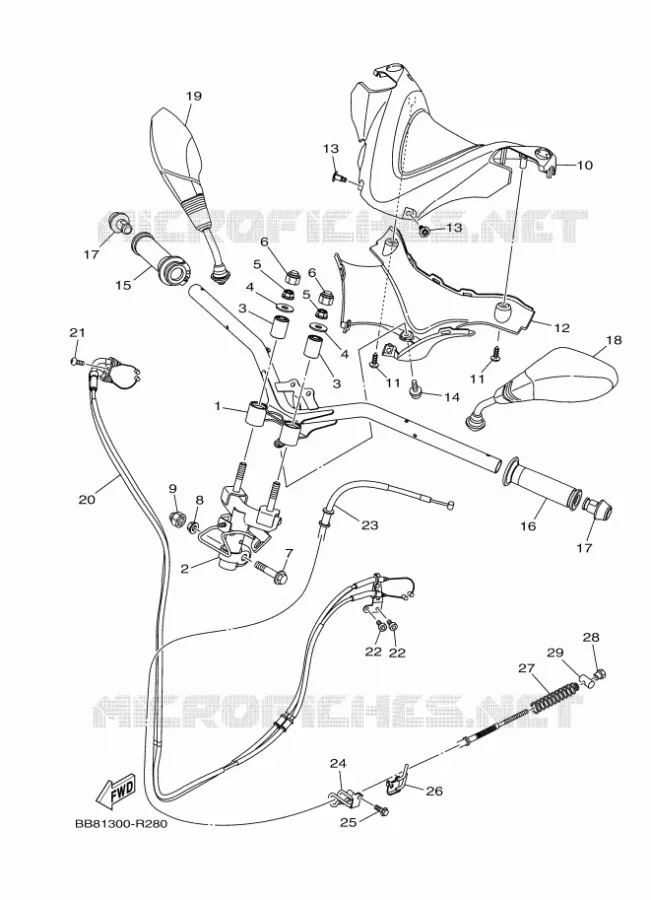 GUIDON ET CABLES Yamaha SCOOTER 150 2016 TRICITY  MWS150-A