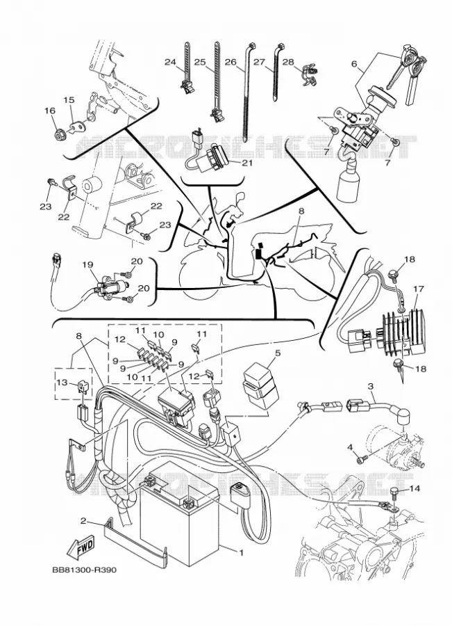 PARTIE ELECTRIQUE 1 Yamaha SCOOTER 150 2016 TRICITY  MWS150-A