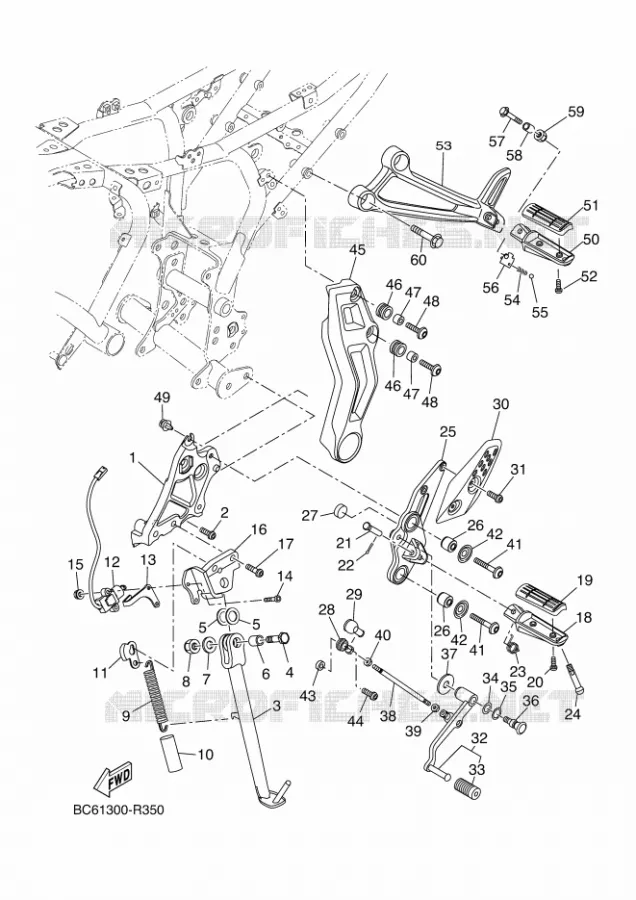 SUPPORT / REPOSE PIEDS Yamaha MOTO 700 2016 TRACER  MTT690-A