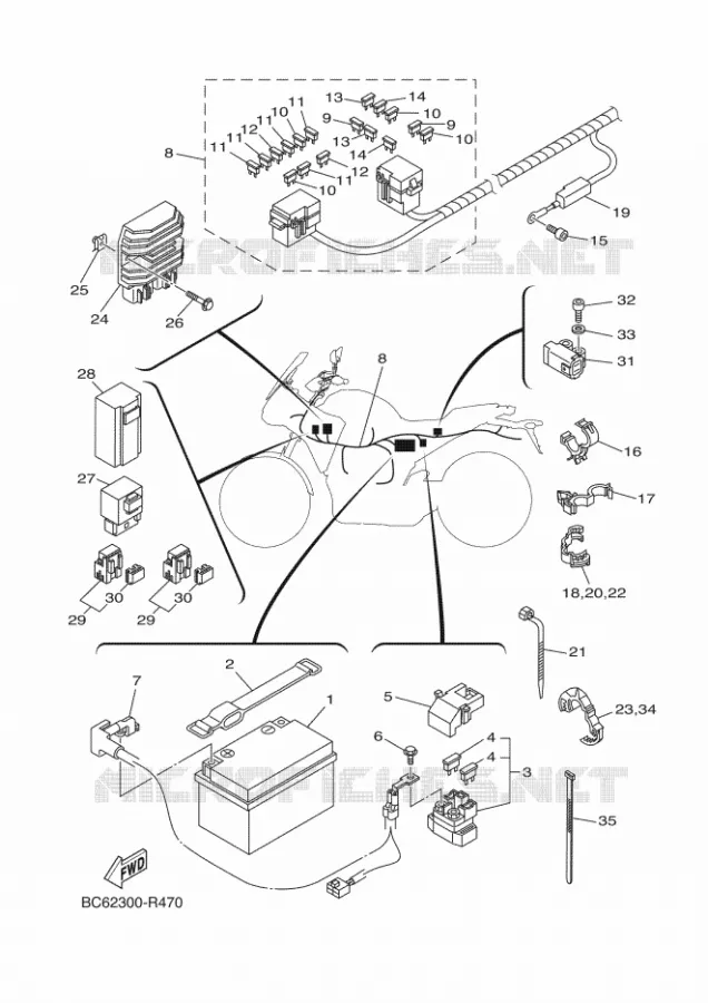 PARTIE ELECTRIQUE 1 Yamaha MOTO 690 2016 MT  MTT690-U