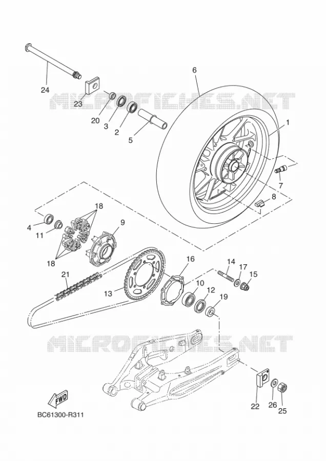 ROUE ARRIERE Yamaha MOTO 690 2016 MT  MTT690-U