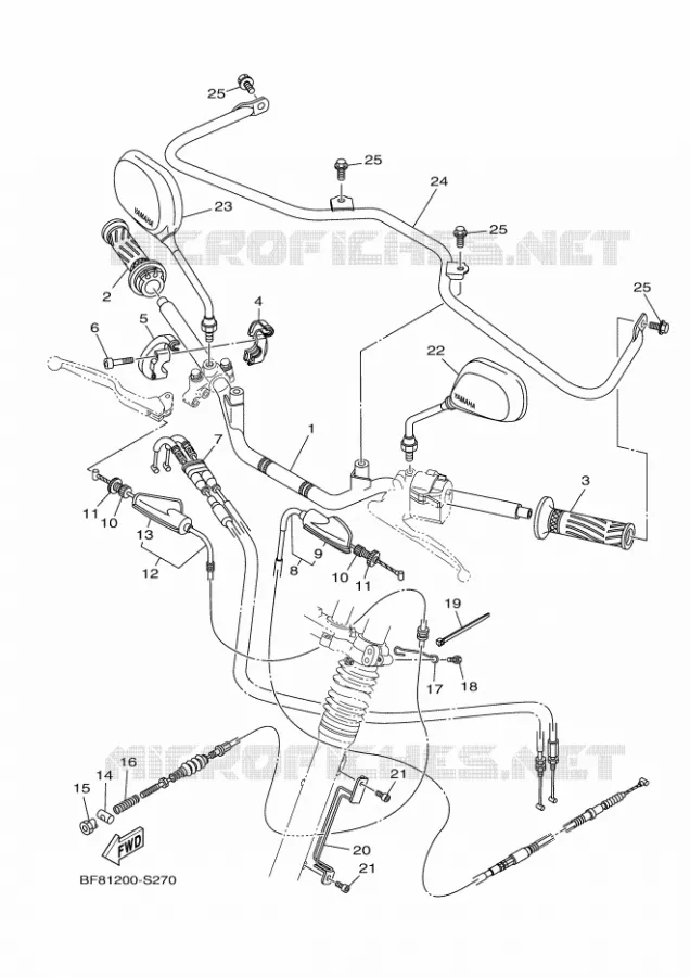 GUIDON ET CABLES Yamaha MOTO 125 2017 AG  AG125