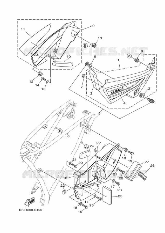 COUVERCLE LATERAL Yamaha MOTO 125 2017 AG  AG125