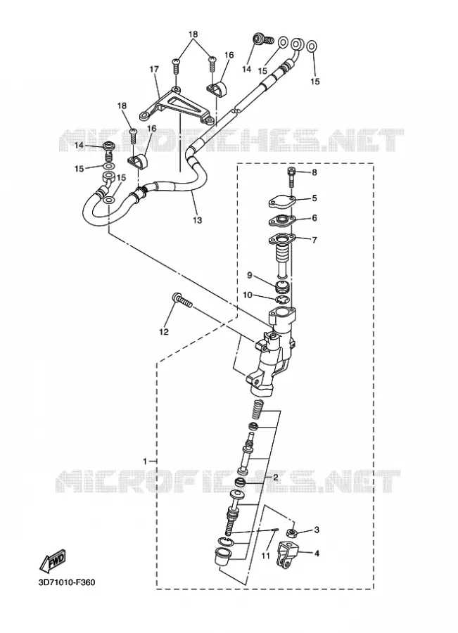 MAITRE CYLINDRE DE FREIN ARRIERE Yamaha MOTO 250 2016 WR-R  WR250R