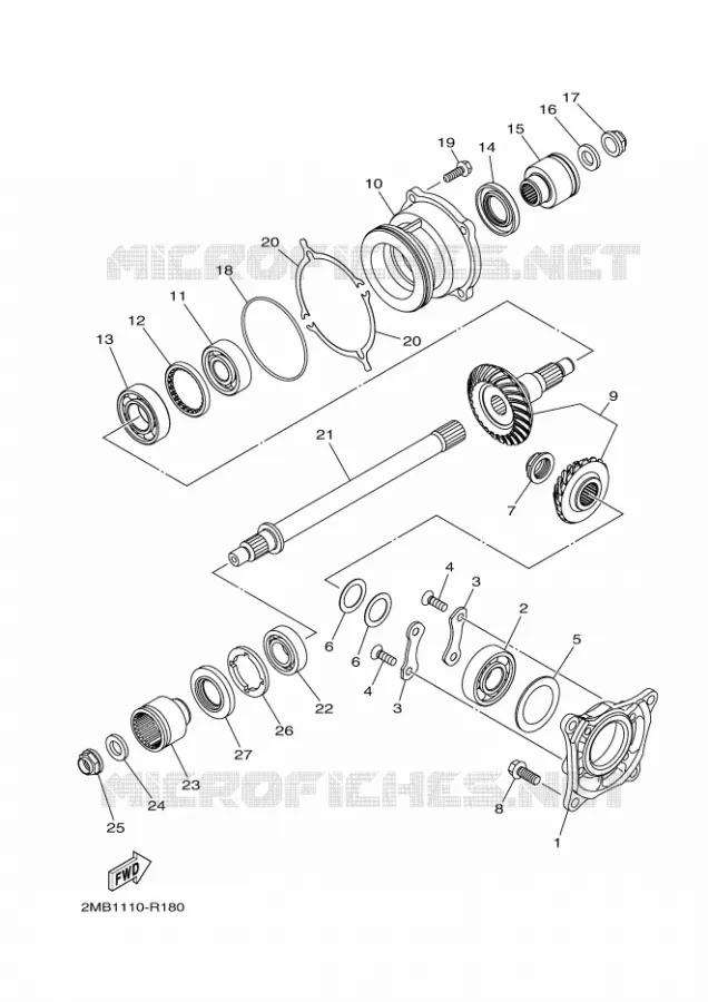 TRANSMISSION INTERMEDIAIRE Yamaha SIDE BY SIDE 700 2016 WOLVERINE  YXE700ES