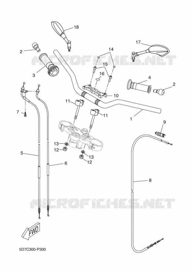 GUIDON ET CABLES Yamaha MOTO 125 2017 MT  MT125-A