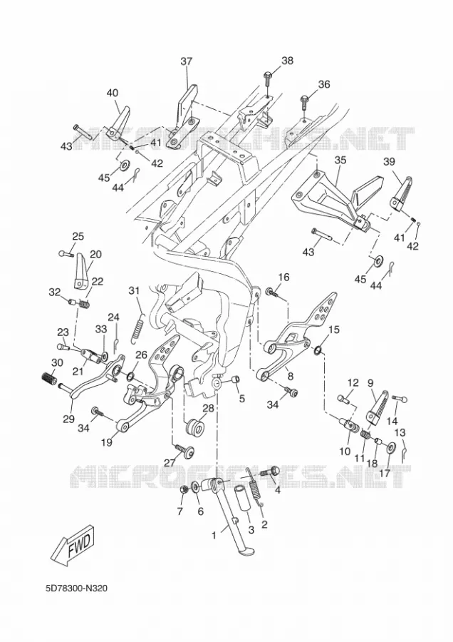 SUPPORT / REPOSE PIEDS Yamaha MOTO 125 2017 R125  YZF-R125A