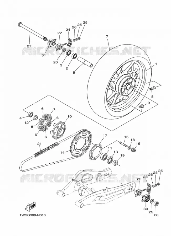 ROUE ARRIERE Yamaha MOTO 700 2017 MT  MT07A