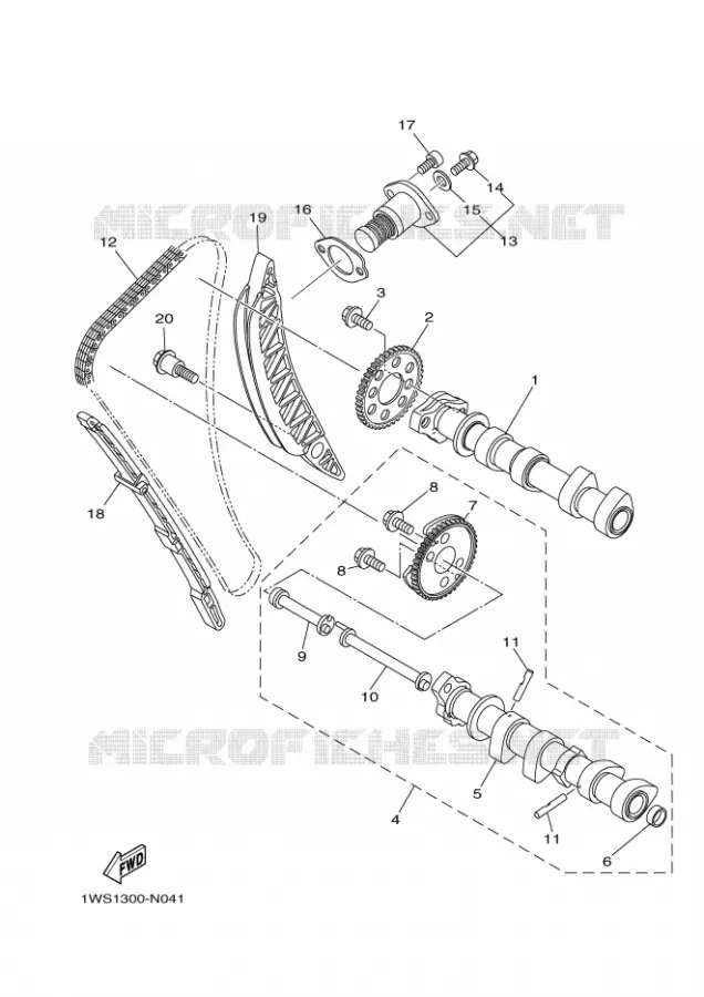ARBRE A CAMES / CHAINE DE DISTRIBUTION Yamaha MOTO 700 2017 MT  MT07A