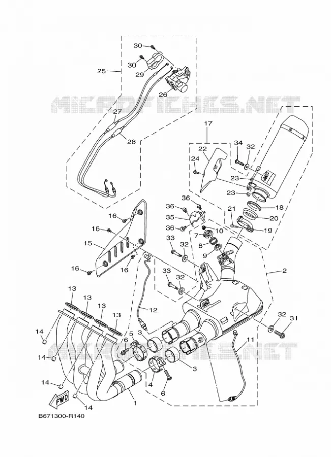 ECHAPPEMENT Yamaha MOTO 1000 2017 MT  MTN1000D