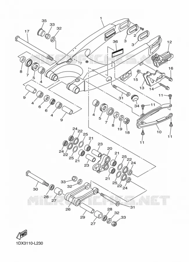BRAS ARRIERE Yamaha MOTO 450 2014 WRF  WR450F