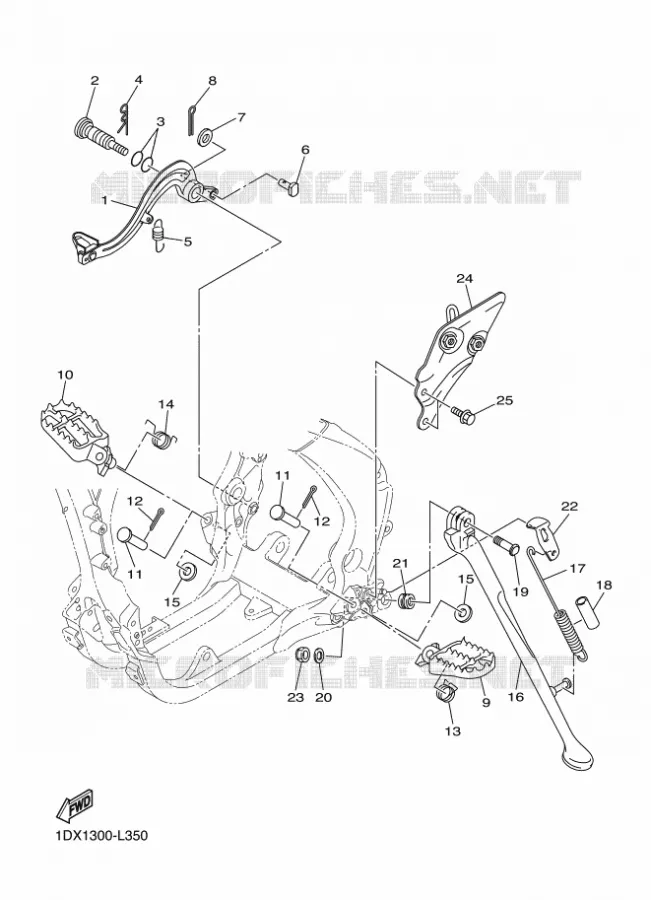 SUPPORT / REPOSE PIEDS Yamaha MOTO 450 2014 WRF  WR450F