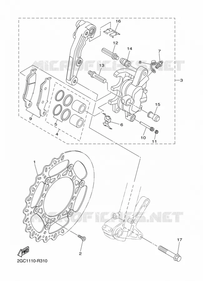 ETRIER DE FREIN AVANT Yamaha MOTO 450 2016 WRF  WR450F