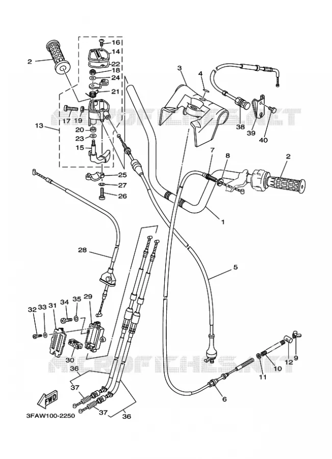 GUIDON ET CABLES Yamaha QUAD 125 2004 BREEZE  YFA1
