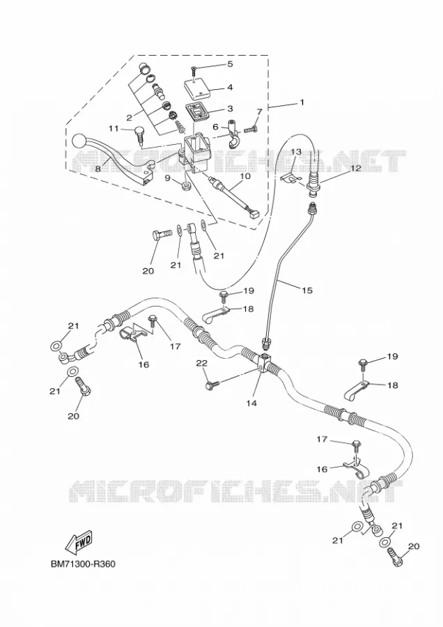 MAITRE CYLINDRE DE FREIN AVANT Yamaha QUAD 450 2016 GRIZZLY  YFM450FWAD