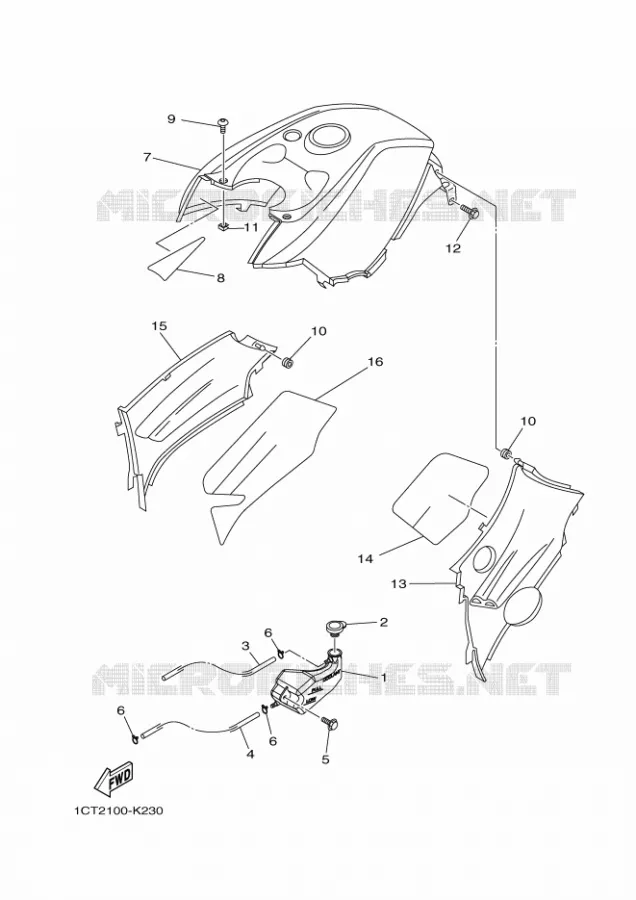 COUVERCLE LATERAL Yamaha QUAD 450 2016 GRIZZLY  YFM450FWAD