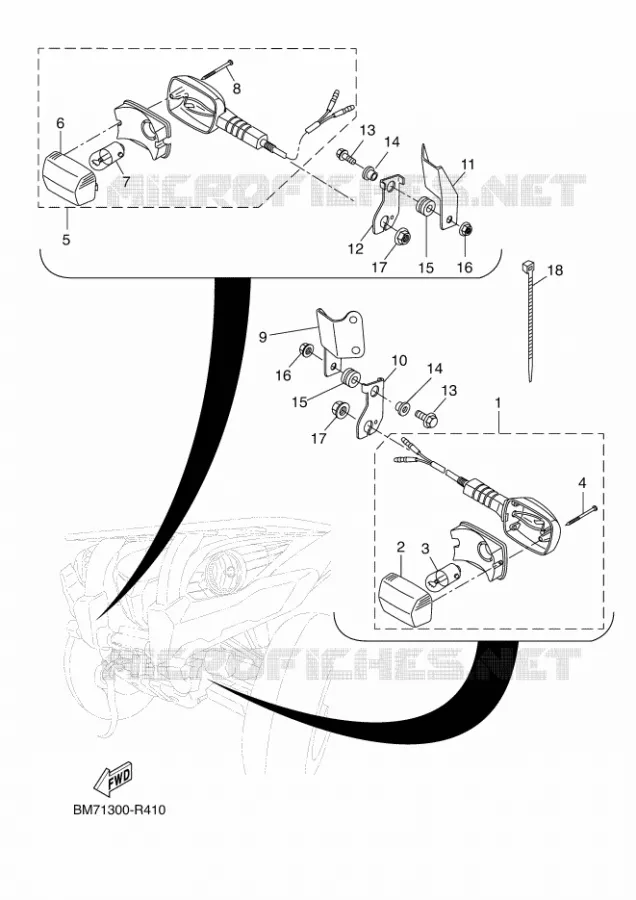 CLIGNOTANT Yamaha QUAD 450 2016 GRIZZLY  YFM450FWA