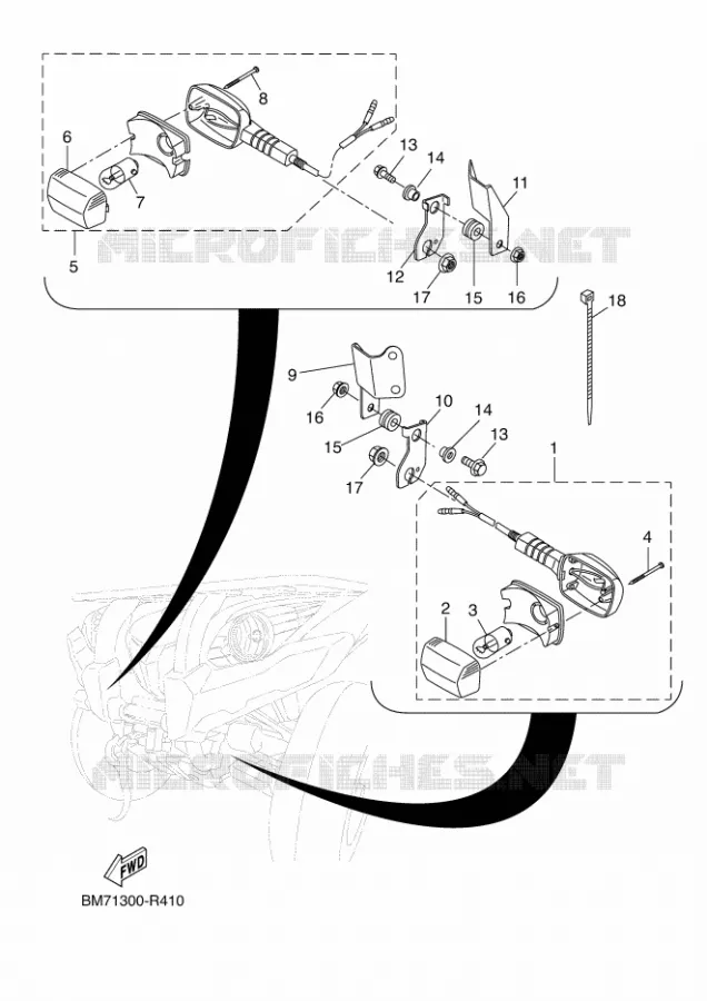 CLIGNOTANT Yamaha QUAD 450 2016 GRIZZLY  YFM450FWA