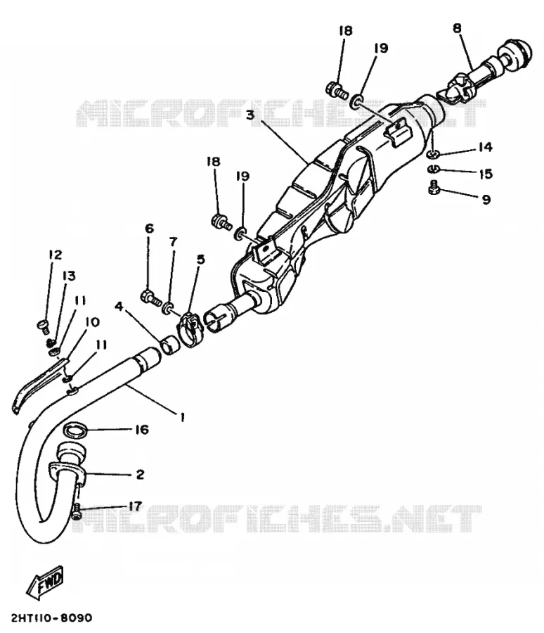 ECHAPPEMENT Yamaha QUAD 250 1989 YFM250  YFM250MOTO 4 - 250