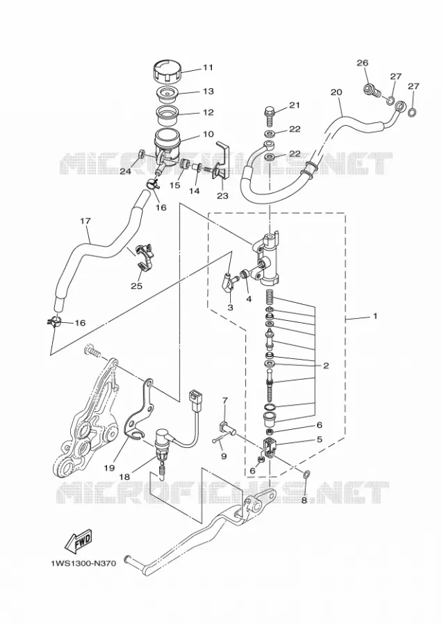 MAITRE CYLINDRE DE FREIN ARRIERE Yamaha MOTO 700 2016 MT  MT07