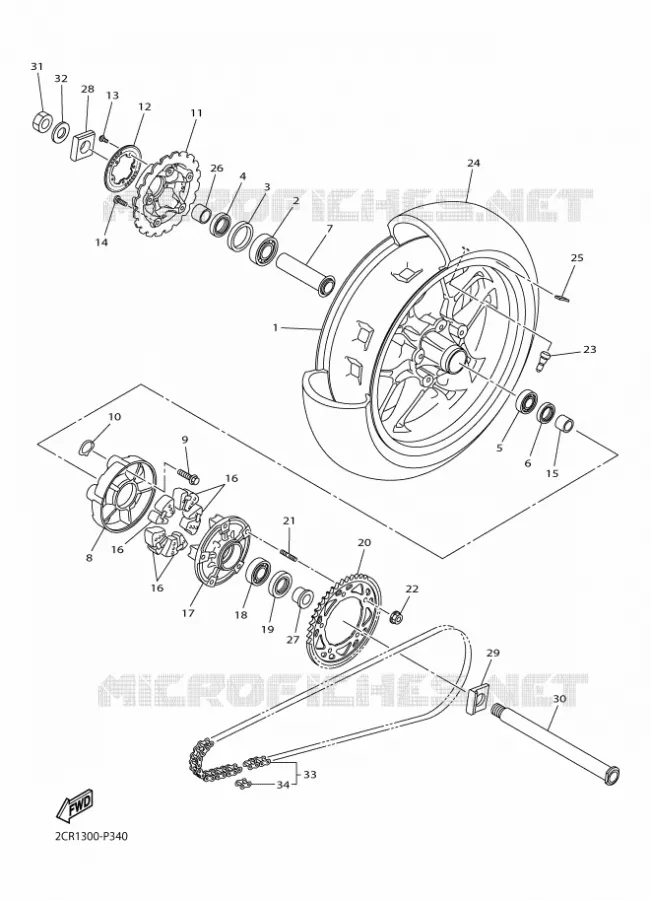 ROUE ARRIERE Yamaha MOTO 1000 2016 R1  YZF-R1