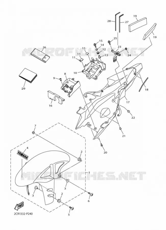 GARDE BOUE Yamaha MOTO 1000 2016 R1  YZF-R1