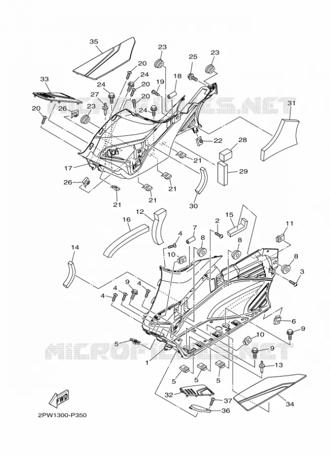 SUPPORT / REPOSE PIEDS 2 Yamaha SCOOTER 530 2016 TMAX  XP500A
