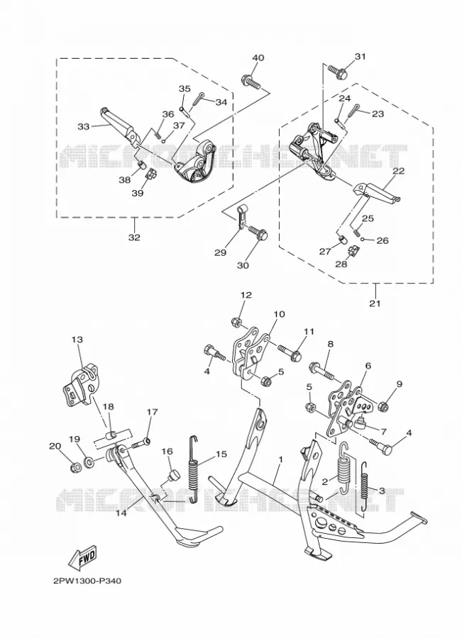 SUPPORT / REPOSE PIEDS Yamaha SCOOTER 530 2016 TMAX  XP500A