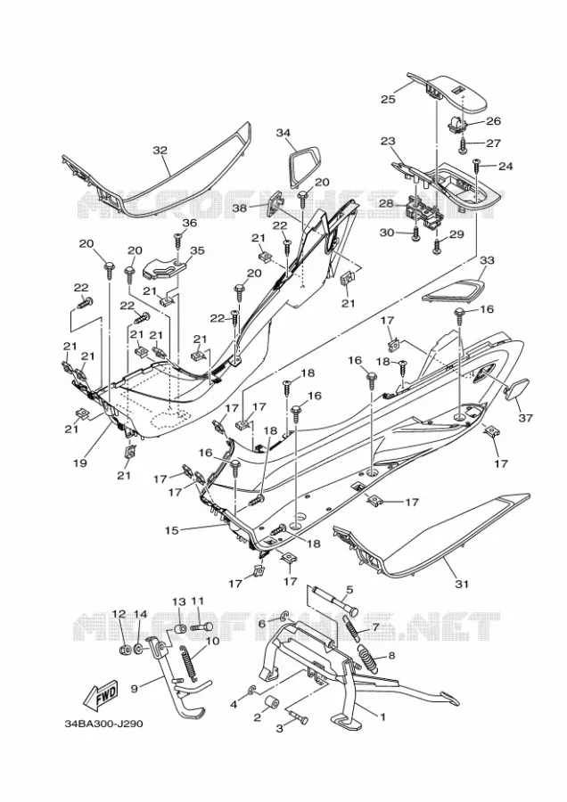SUPPORT / REPOSE PIEDS Yamaha SCOOTER 400 2010 MAJESTY  YP400
