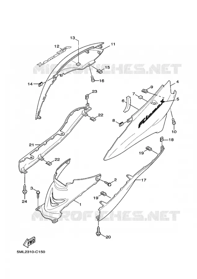 COUVERCLE LATERAL Yamaha SCOOTER 125 2004 FLAME  X  NXC125