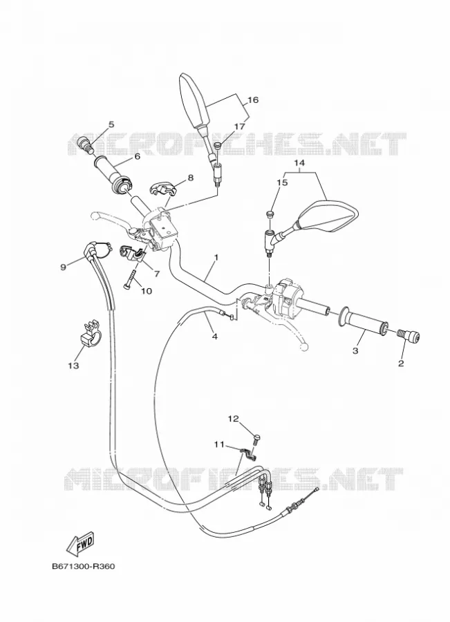 GUIDON ET CABLES Yamaha MOTO 1000 2016 MT  MTN1000