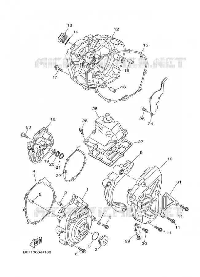 CARTER - MOTEUR 1 Yamaha MOTO 1000 2016 MT  MTN1000