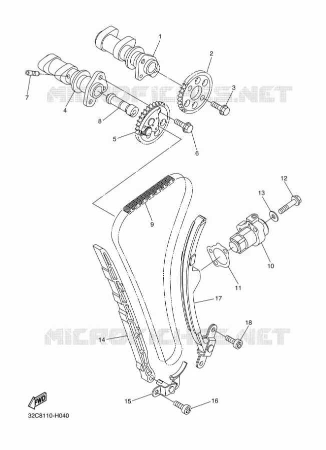 ARBRE A CAMES / CHAINE DE DISTRIBUTION Yamaha MOTO 250 2016 WR-R  WR250R