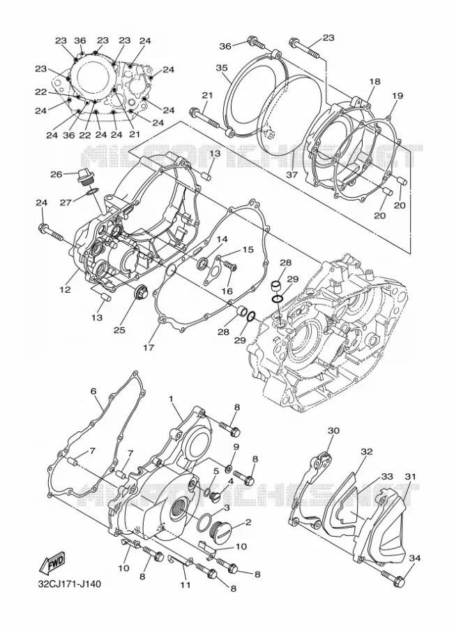 CARTER - MOTEUR 1 Yamaha MOTO 250 2016 WR-R  WR250R