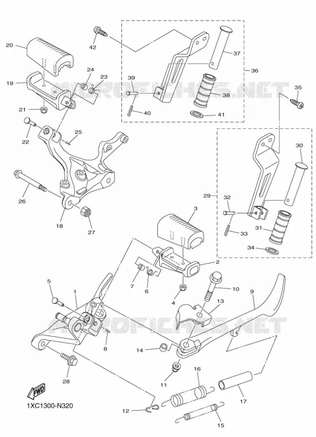 SUPPORT / REPOSE PIEDS Yamaha MOTO 950 2016 XVS950CU  XVS950CUXV950
