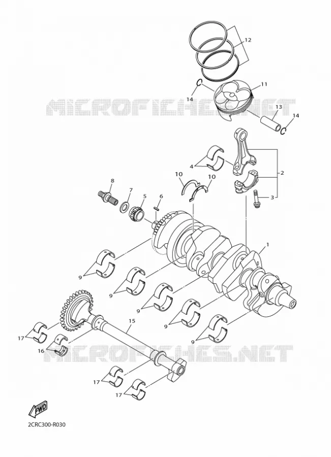 VILEBREQUIN / PISTON Yamaha MOTO 1000 2016 R1  YZF-R1R1