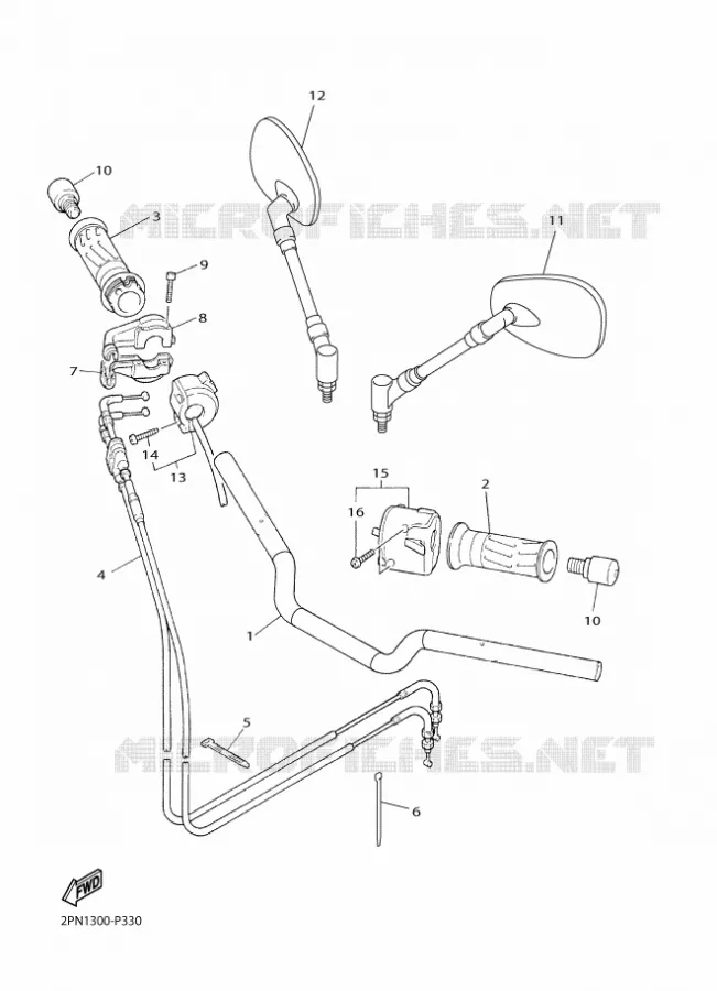 GUIDON ET CABLES Yamaha MOTO 1300 2016 XJR  XJR1300C