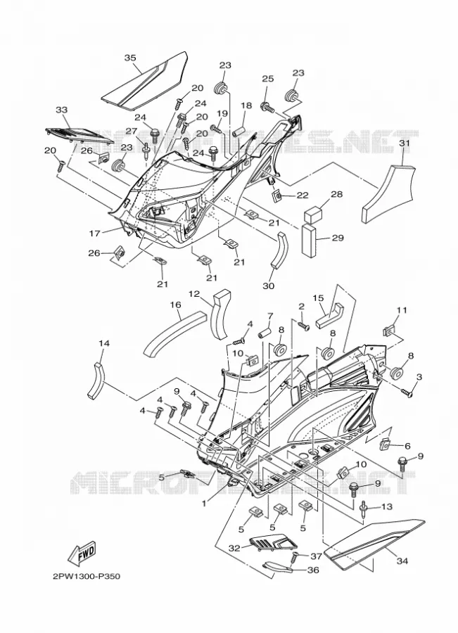 SUPPORT / REPOSE PIEDS 2 Yamaha SCOOTER 530 2016 TMAX  XP500