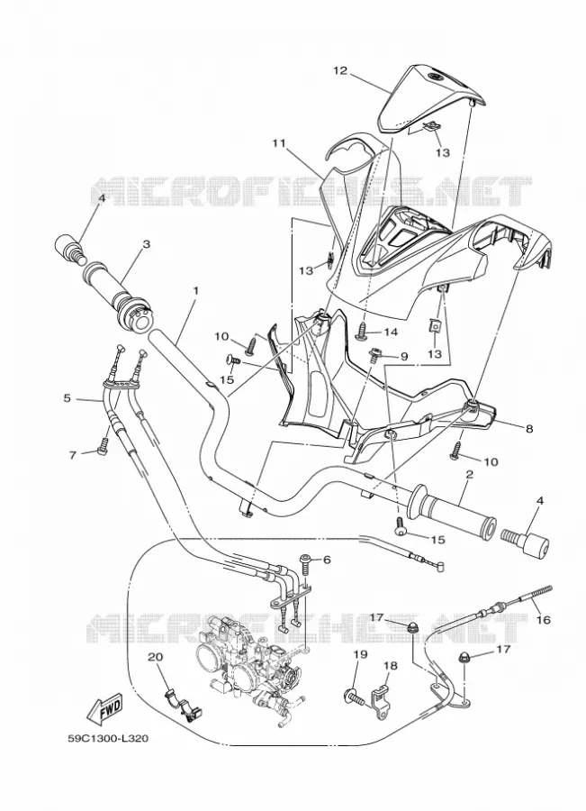 GUIDON ET CABLES Yamaha SCOOTER 530 2012 TMAX  XP500