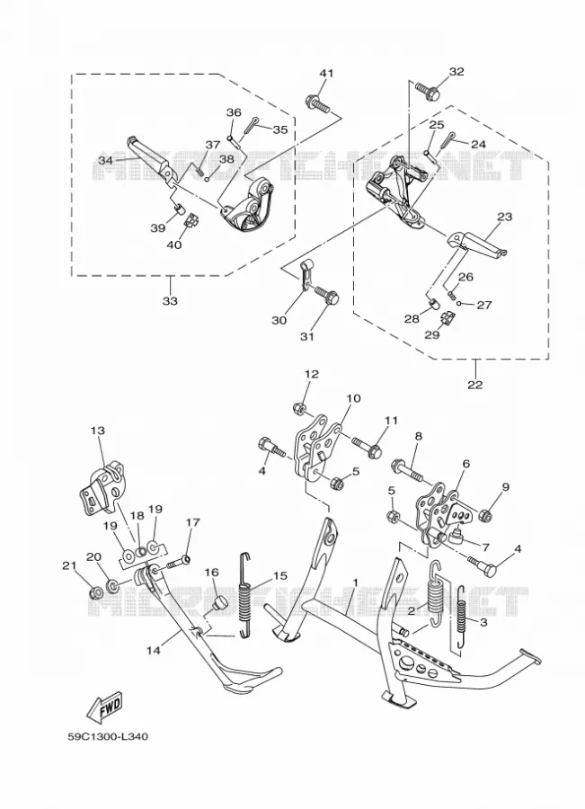 SUPPORT / REPOSE PIEDS Yamaha SCOOTER 530 2012 TMAX  XP500