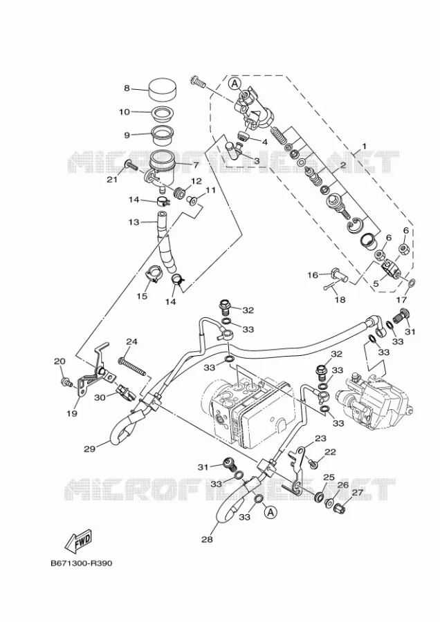 MAITRE CYLINDRE DE FREIN ARRIERE Yamaha MOTO 1000 2016 MT  MTN1000