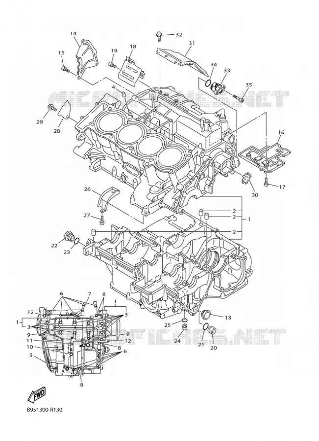 CARTER MOTEUR Yamaha MOTO 1300 2016 FJR  FJR1300-AS