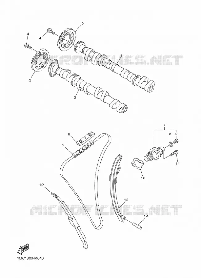 ARBRE A CAMES / CHAINE DE DISTRIBUTION Yamaha MOTO 1300 2016 FJR  FJR1300-AS