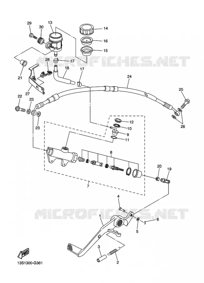 MAITRE CYLINDRE DE FREIN ARRIERE Yamaha MOTO 600 2011 R6  YZF-R6