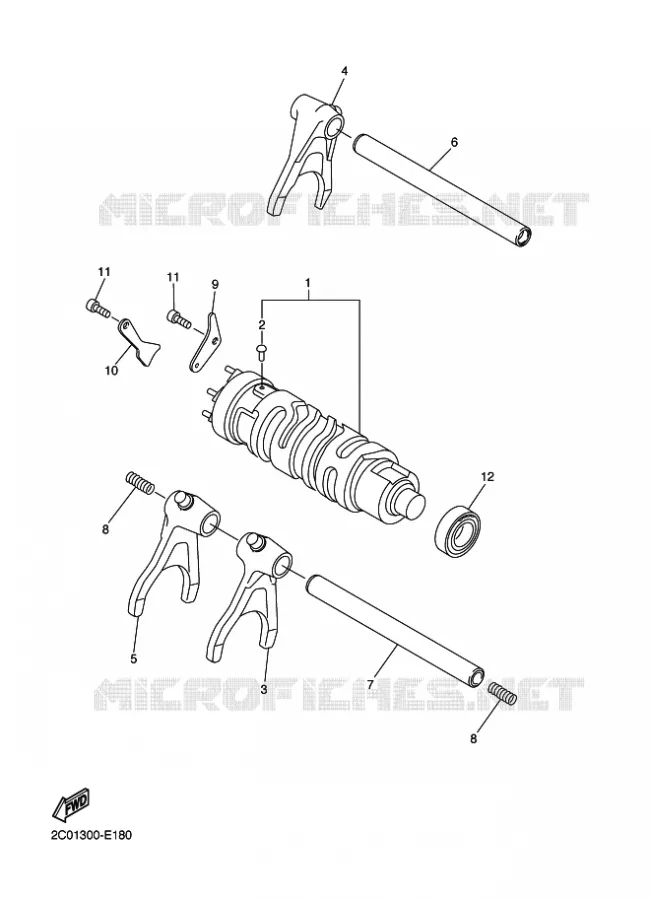 BARILLET DE SELECTION / FOURCHETTES Yamaha MOTO 600 2011 R6  YZF-R6