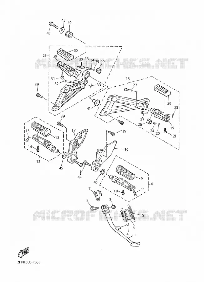 SUPPORT / REPOSE PIEDS Yamaha MOTO 1300 2016 XJR  XJR1300C