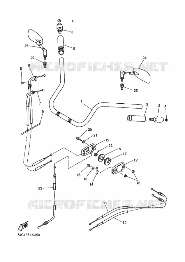 GUIDON ET CABLES Yamaha MOTO 1300 2000 ROYALSTAR  XVZ13TF