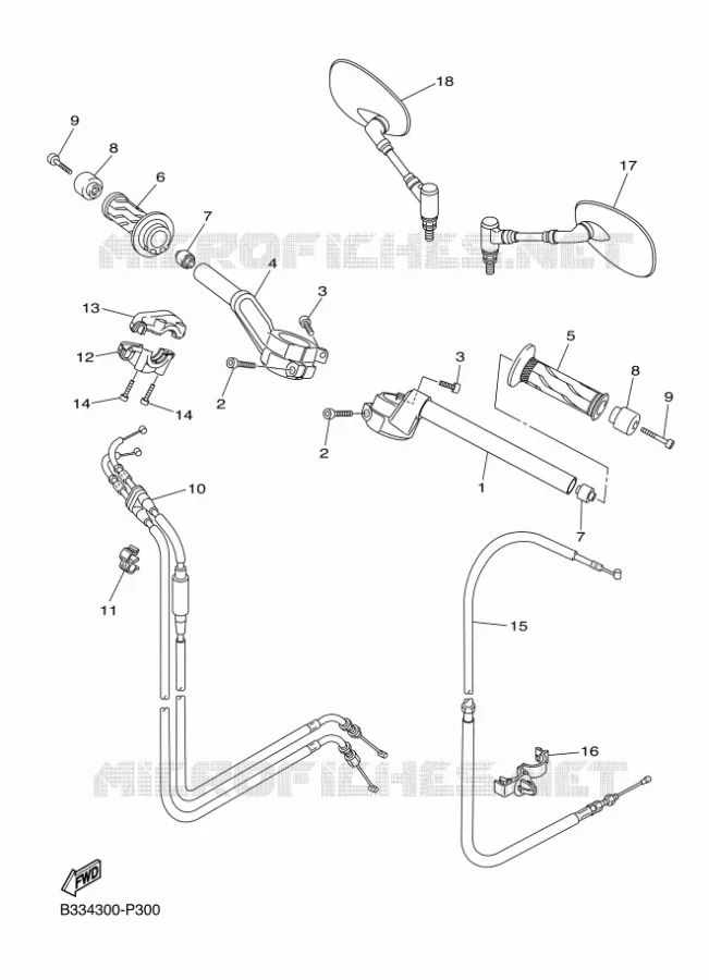GUIDON ET CABLES Yamaha MOTO 950 2016 XV  XVS950CR