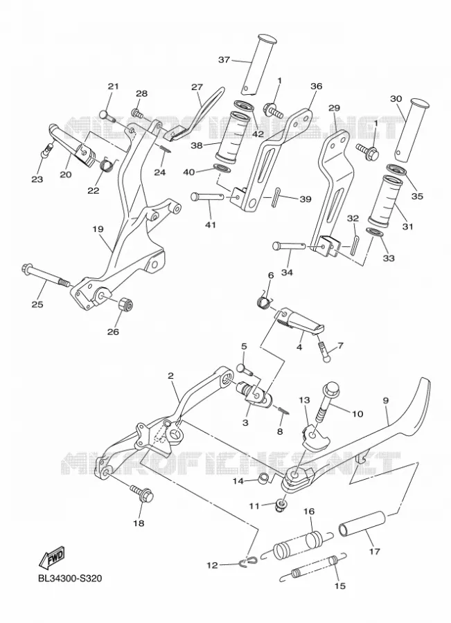 SUPPORT / REPOSE PIEDS Yamaha MOTO 950 2017 SCR  XVS950XR-A