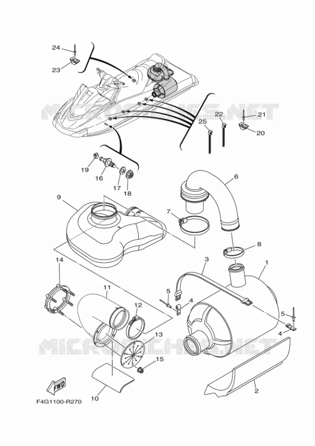 ECHAPPEMENT 3 Yamaha WAVERUNNER 1050 2017 VX  VX1050F-S